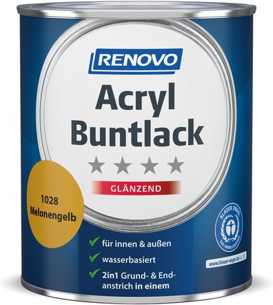 RENOVO Acryl-Buntlack, melonengelb RAL 1028, glänzend, 0,75l