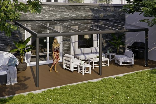 SKANHOLZ Terrassenüberdachung »Monza«, Breite: 648 cm, Dach: Verbund-Sicherheits-Glas (VSG), schiefergrau