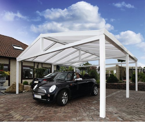 GARDENDREAMS Carport »Satteldachcarport«, B x T x H: 368 x 700 x 250 cm, weiß - weiss