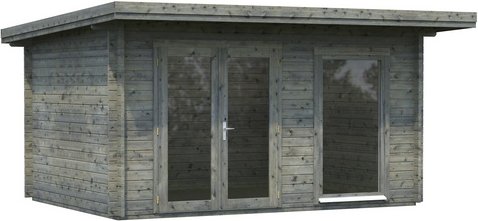 PALMAKO Blockbohlenhaus »Heidi«, Holz, BxHxT: 478 x 244 x 300 cm (Außenmaße inkl. Dachüberstand) - grau
