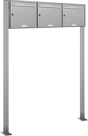 AL BRIEFKASTENSYSTEME Briefkasten, Parteien: 3, Freistehend, BxHxT: 122,9 x 150 x 11,6 cm - silberfarben
