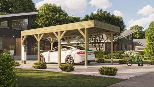 WEKA Einzelcarport, mit Dachbegrünung, (BxT): 3,28 x 6,66 m, Leimholz - braun