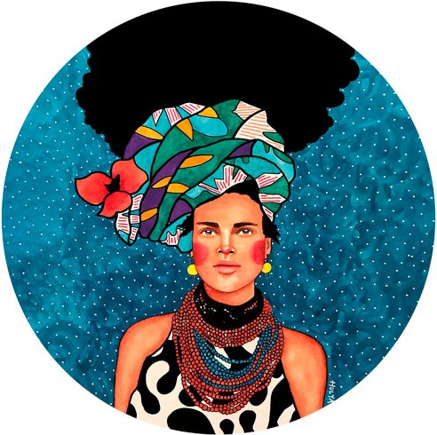 K&L Wall Art Vliestapete »Runde Vliestapete«, Hülya Frauen Portrait bunte, mehrfarbig, matt