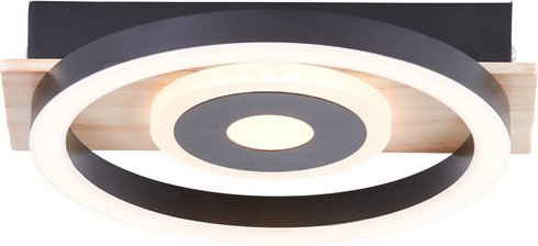 BRILLIANT LED-Deckenleuchte »Maureen«, 9W, 990lm, 3000K, Metall/Holz/Kunststoff, schwarz/holzfarben - beige