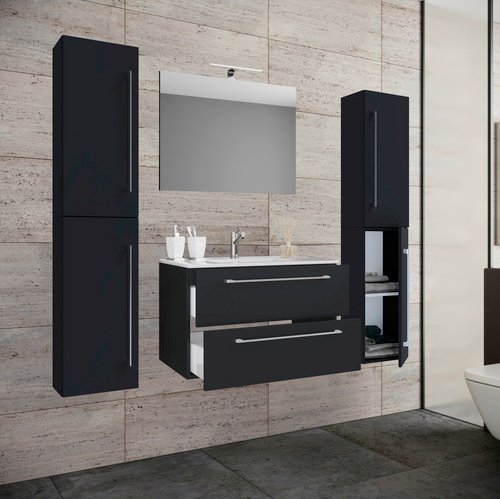VCM Badmöbel-Set, Breite Waschtisch: 80 cm - schwarz