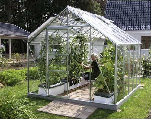 VITAVIA Gewächshaus »Merkur«, 8,3 m², Aluminium/ESG Glas, winterfest - silberfarben