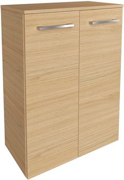FACKELMANN Doppel-Midischrank »B.Style«, 2 Türen, inkl. Wäschekorb, Sandeiche/Sandeiche, 602 x 826 x 320 mm - weiss