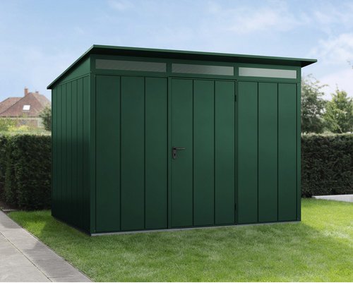 Ecostar Gerätehaus »Elegant-P«, Metall, BxHxT: 302,8 x 232,3 x 238 cm (Außenmaße inkl. Dachüberstand) - gruen
