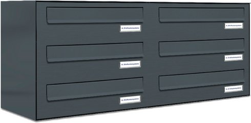 AL BRIEFKASTENSYSTEME Briefkasten, Parteien: 6, Zaundurchwurf, BxHxT: 38,5 x 34,5 x 27,5 cm - grau