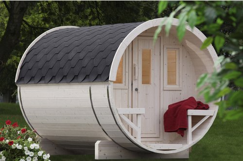 WOLFF FINNHAUS Fasssauna »Basic«, Fichtenholz, beige, 6 Personen, 5,7 m2