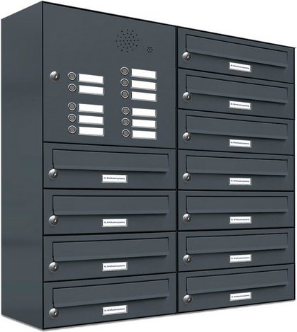 AL BRIEFKASTENSYSTEME Briefkasten, Parteien: 11, BxHxT: 76,6 x 80,5 x 27,5 cm - grau