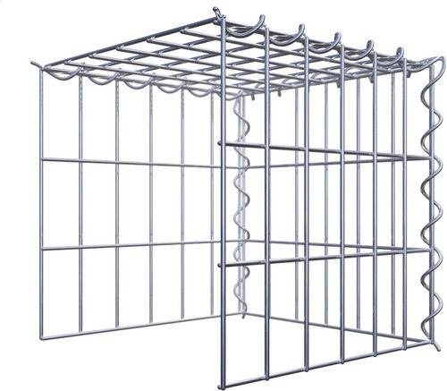 Thumbnail - Gabiona Gabione, silbergrau, Maschenweite 5 cm x 10 cm, Spirale - silberfarben