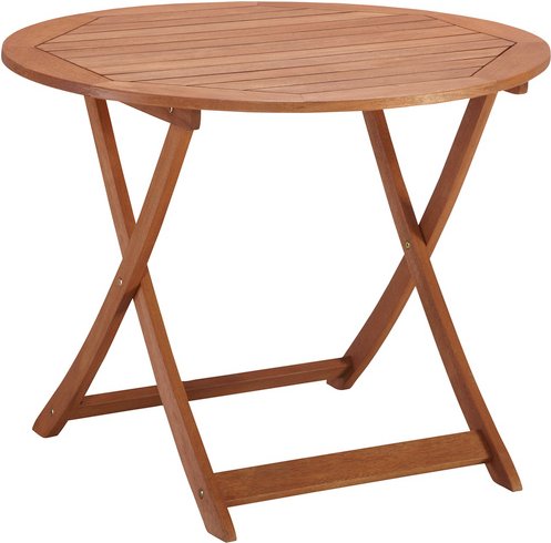 Thumbnail - Tisch »Borkum«, ØxH: 100 x 74 cm, Tischplatte: Eukalyptusholz - beige