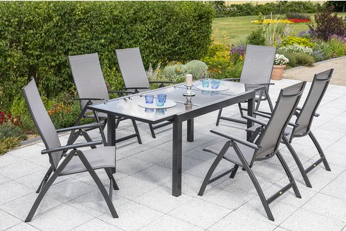 MERXX Gartenmöbelset »Vicenza«, 6 Sitzplätze, Aluminium/Textil - braun