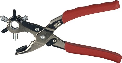 CONNEX Loch- und Ösenzange 3 Lochpfeifen (4,0/4,5/5,0 mm), 3 Pressvorrichtungen (A/B/C) - rot