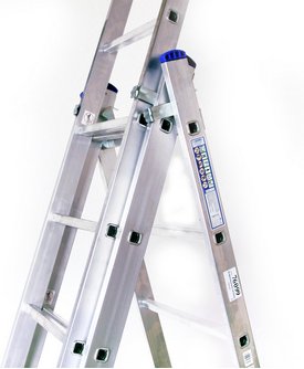 SZAGATO Schiebeleiter, 10 Stufen, max. Belastung: 150 kg - silberfarben