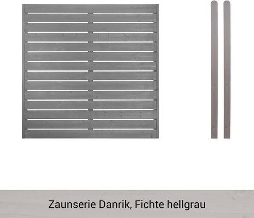 Mr. GARDENER Zaunset »Danrik«, 3er Set: 1 Grundelement, 2 Pfosten, Fichte, lasiert - grau