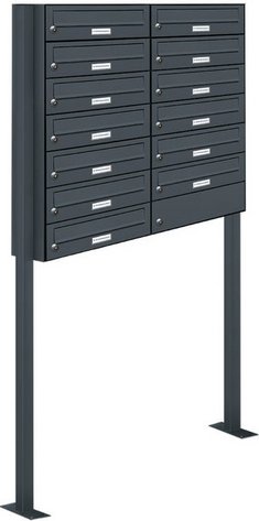 AL BRIEFKASTENSYSTEME Briefkasten, Parteien: 13, Freistehend, BxHxT: 84,6 x 150 x 27,5 cm - grau