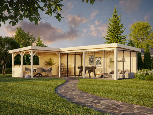 PALMAKO Pavillon »Lenna Set 421 Slide«, BxHxT: 876 x 245 x 588 cm, transparent tauchgrundiert - braun