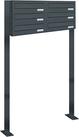 AL BRIEFKASTENSYSTEME Briefkasten, Parteien: 6, Zaundurchwurf, BxHxT: 153,352 x 150,0 x 27,5 cm - grau