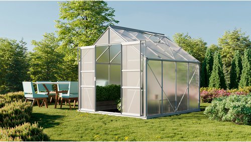 Mr. GARDENER Gewächshaus » 6700/6 DT«, 6,7 m², Polycarbonat (PC), winterfest - silberfarben