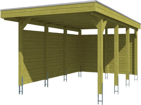 SKANHOLZ Carport »Friesland Set 1«, BxT: 314 x 555 cm, Firsthöhe: 241 cm, imprägniert - braun