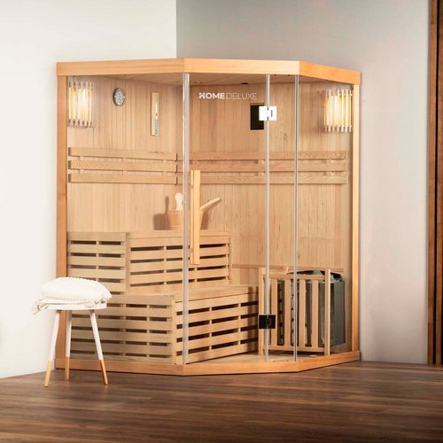 HOME DELUXE Sauna »Skyline XL«, inkl. 6 kW Saunaofen mit integrierter Steuerung, für 3 Personen - beige