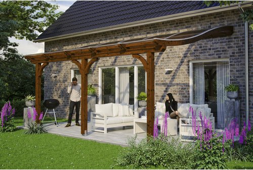 SKANHOLZ Terrassenüberdachung »Venezia«, Breite: 541 cm, Dach: Polycarbonat (PC), nussbaum - braun