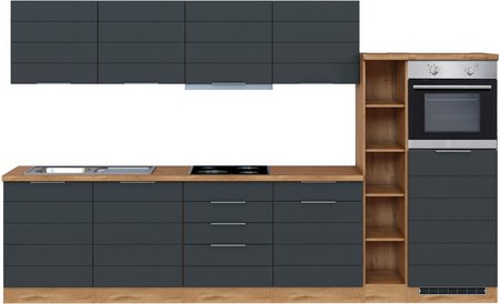 HELD MÖBEL Küchenzeile »Faro«, Gesamtbreite: 330 cm, Arbeitsplatte mit Melaminharz-Beschichtung - grau