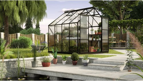 VITAVIA Gewächshaus »Uranus 6700«, 6,7 m², Aluminium/Glas, winterfest - schwarz