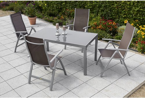 MERXX Gartenmöbelset »Carrara«, 4 Sitzplätze, Aluminium/Textil - silberfarben