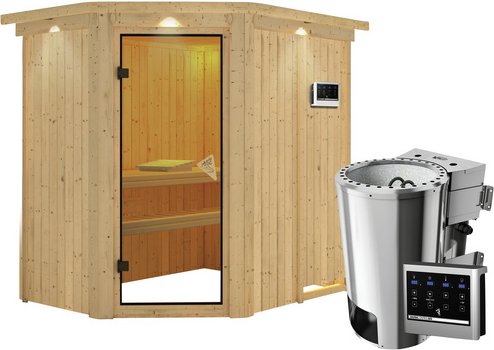 KARIBU Sauna »Wenden«, inkl. 3.6 kW Saunaofen mit externer Steuerung, für 3 Personen - beige