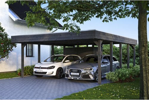 SKANHOLZ Carport »Friesland Set 4«, BxT: 557 x 708 cm, Firsthöhe: 254 cm, lasiert - grau