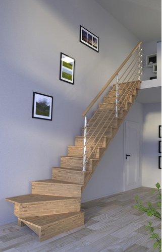 STARWOOD Systemtreppe »Lindos«, Eichenholz, 13 Stufen, max. Geschosshöhe 300 cm - braun