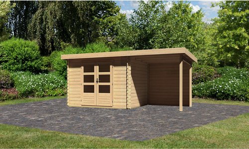 KARIBU Gartenhaus »Bastrup«, Holz, BxHxT: 479 x 217 x 237 cm (Außenmaße inkl. Dachüberstand) - beige