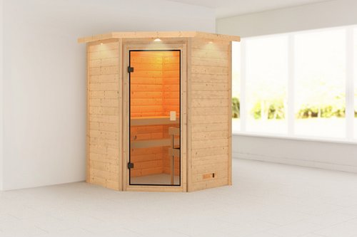 KARIBU Sauna »Reval«, BxTxH: 173 x 159 x 191 cm, ohne Ofen , für 2 Personen - beige