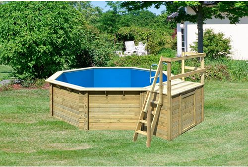 KARIBU Achtformpool »Var. B«, braun, 16000 l, BxLxH: 428x420x124 cm