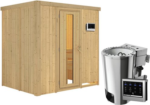 KARIBU Sauna »Kircholm«, inkl. 3.6 kW Saunaofen mit externer Steuerung, für 3 Personen - beige