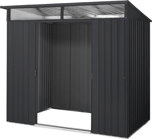 PERGART Gerätehaus »Lübeck 86«, Metall, BxHxT: 238 x 203 x 194 cm (Außenmaße inkl. Dachüberstand) - grau