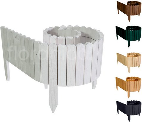 Floranica Beeteinfassung, Rollborder Flexibler Holzzaun 200 x 40 cm Weiß - weiss