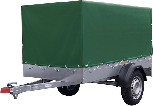 STEMA PKW-Anhänger mit Plane, BxL: 108 cm x 201 cm, max. Nutzlast 590 kg - silberfarben