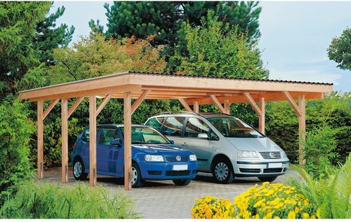 Mr. GARDENER Doppelcarport »Stuttgart 4«, Außenmaß BxT: 602 x 762 cm, braun, Holzart: Douglasie