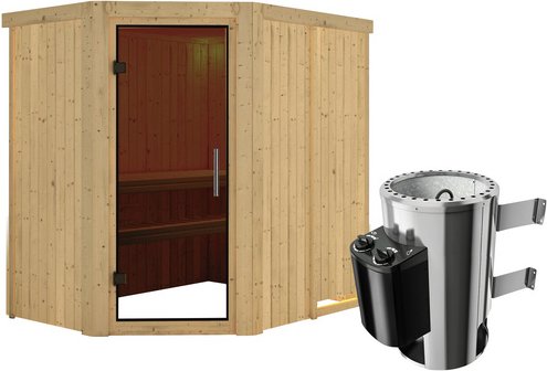 KARIBU Sauna »Wenden«, inkl. 3.6 kW Saunaofen mit integrierter Steuerung, für 3 Personen - beige