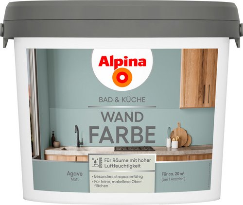 ALPINA Wandfarbe »Bad & Küche«, Agave, matt, 2,5 L - grau