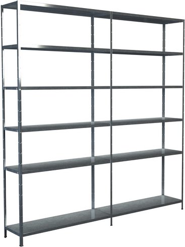 SCHULTE REGALWELT Grundregal mit Anbauregal, HxBxT 230 x 220 x 35 cm, 510 kg Traglast (max.), 12 Böden - silberfarben