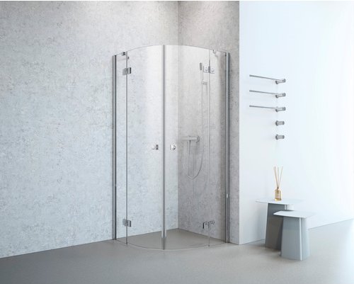 GEO Runddusche, Höhe: 195 cm, edelsilber, Scheibenstärke: 6 mm - silberfarben