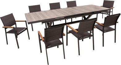 GARDEN PLEASURE Gartenmöbelset »RANA«, 8 Sitzplätze, max. Belastung: 110 kg - grau