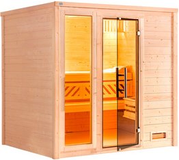WEKA Massivholzsauna »BERGEN 2«, 6 Personen, inkl. 7,5 kW Ofen mit externer Steuerung - braun