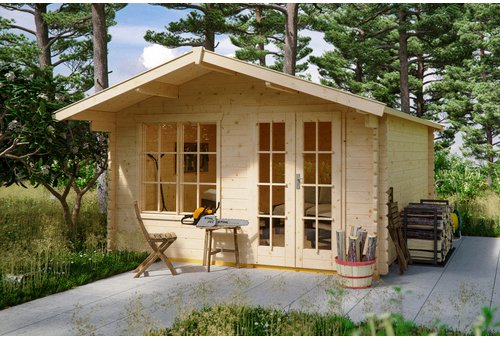 SKANHOLZ Gartenhaus »Stavanger«, Holz, BxHxT: 420 x 264 x 300 cm (Außenmaße inkl. Dachüberstand) - beige