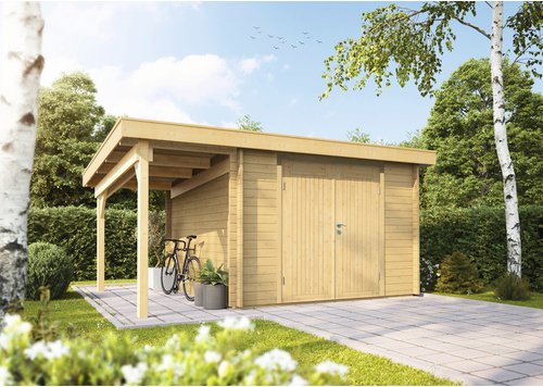 WOLFF FINNHAUS Gartenhaus »Pulti 34-B Typ 1«, Holz, BxT: 470 x 280 cm (Außenmaße inkl. Dachüberstand) - braun